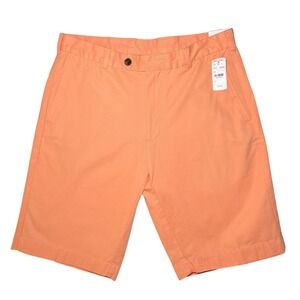Brooks Brothers 346 Chino Shorts Men 34 Coral Orange Cotton Twill Flat Front NWT